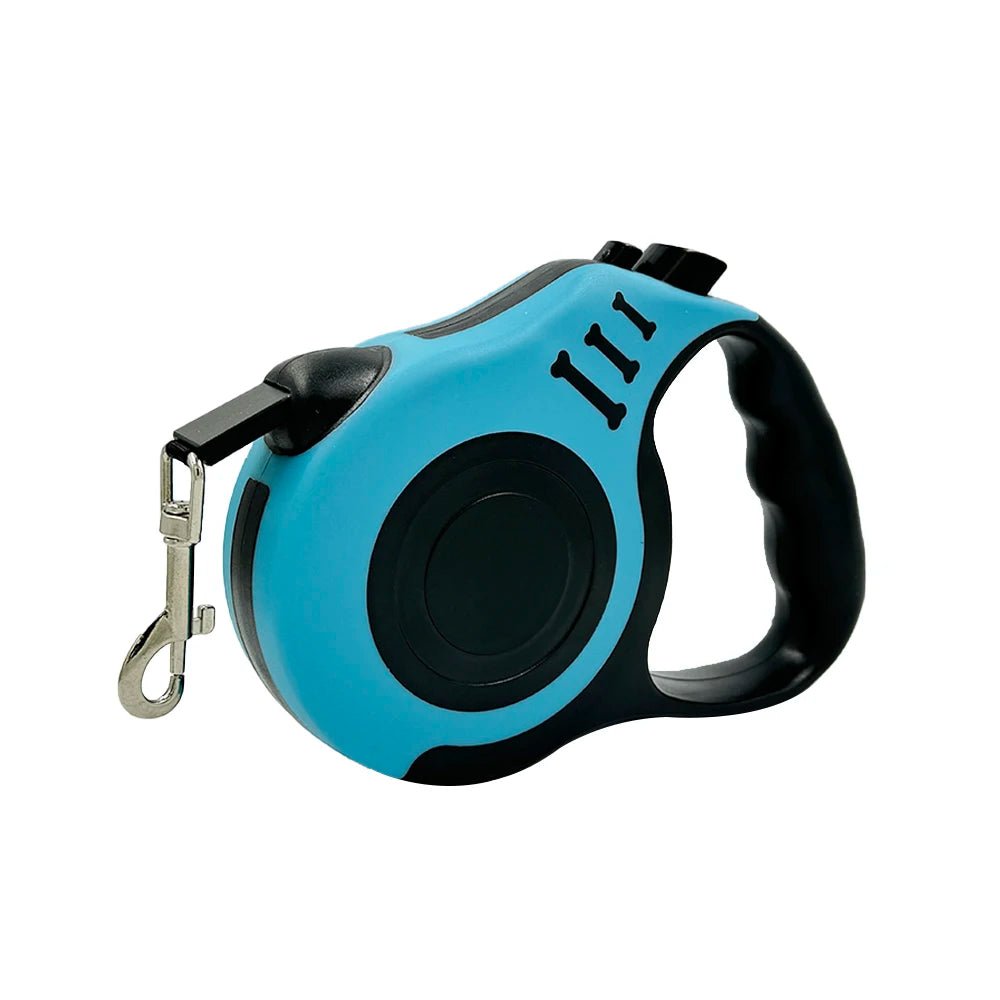 Laisse rétractable pour petit et moyen chien - Turquoise et Noir