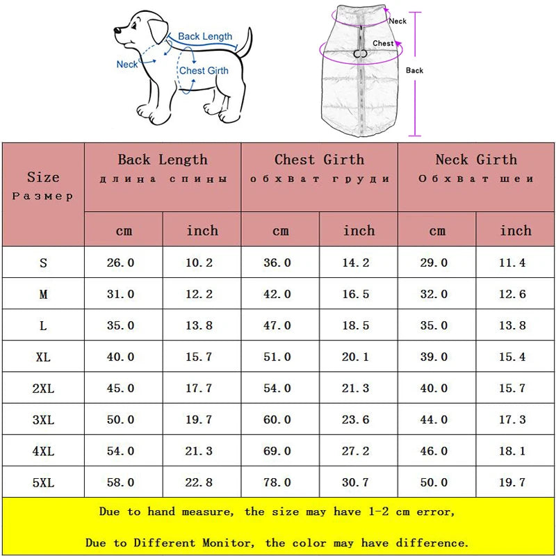 Manteau rembourrée imperméable pour chien - Rose