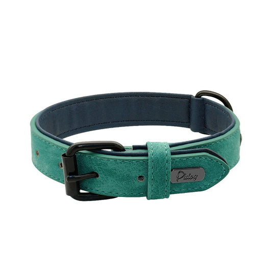 Collier en cuir véritable pour chien - Vert